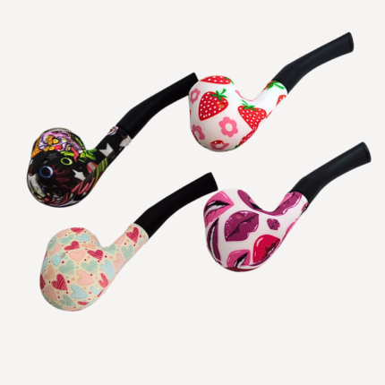 Cartoon Design Silicone and Glass Hand Pipe 5"